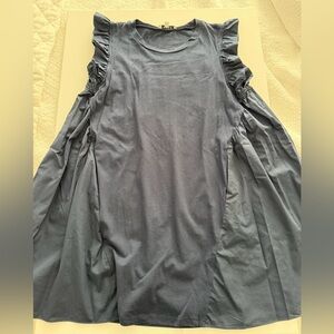 moodie navy Blue Ruffle-Sleeve Dress